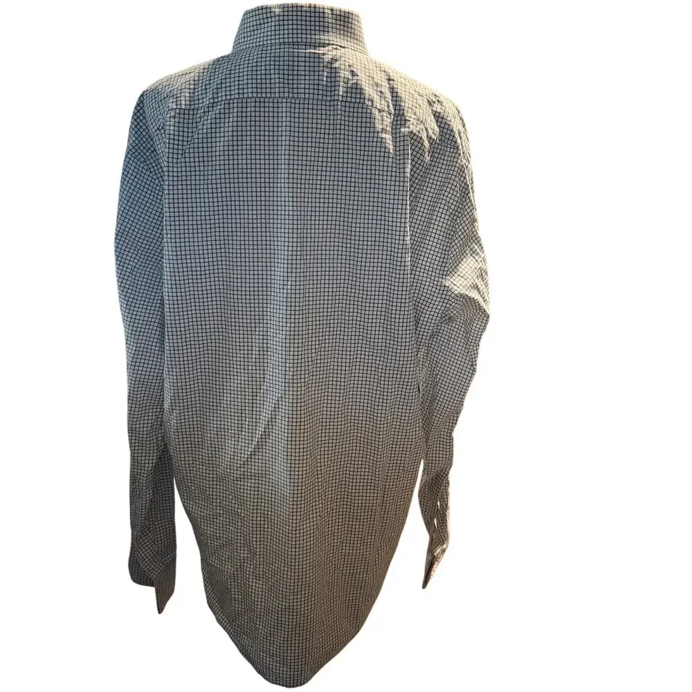 J.Crew Ludlow Two Ply Easy Care Cotton Dress Shirt, Blue Green Check, Size XL